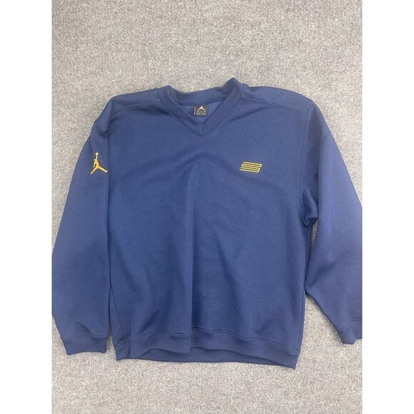 Air Jordan Jacket Men's Medium Blue Pullover V Neck Basketball Sweatshirt - Picture 1 of 6